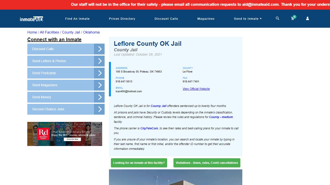 Leflore County OK Jail - Inmate Locator - Poteau, OK