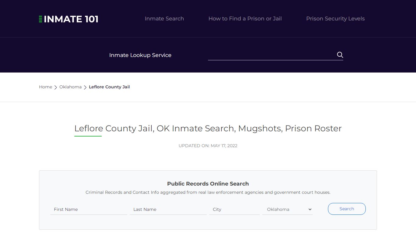 Leflore County Jail, OK Inmate Search, Mugshots, Prison ...